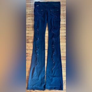Urban cargo stacked flare jeans ripped details by rockstar original sz 34 tall